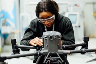 HE student with drone