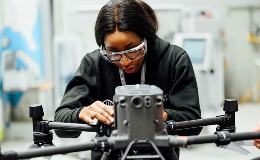 HE student with drone