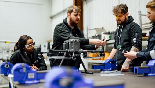 Energy Academy - HE Tutor and Students with Drone